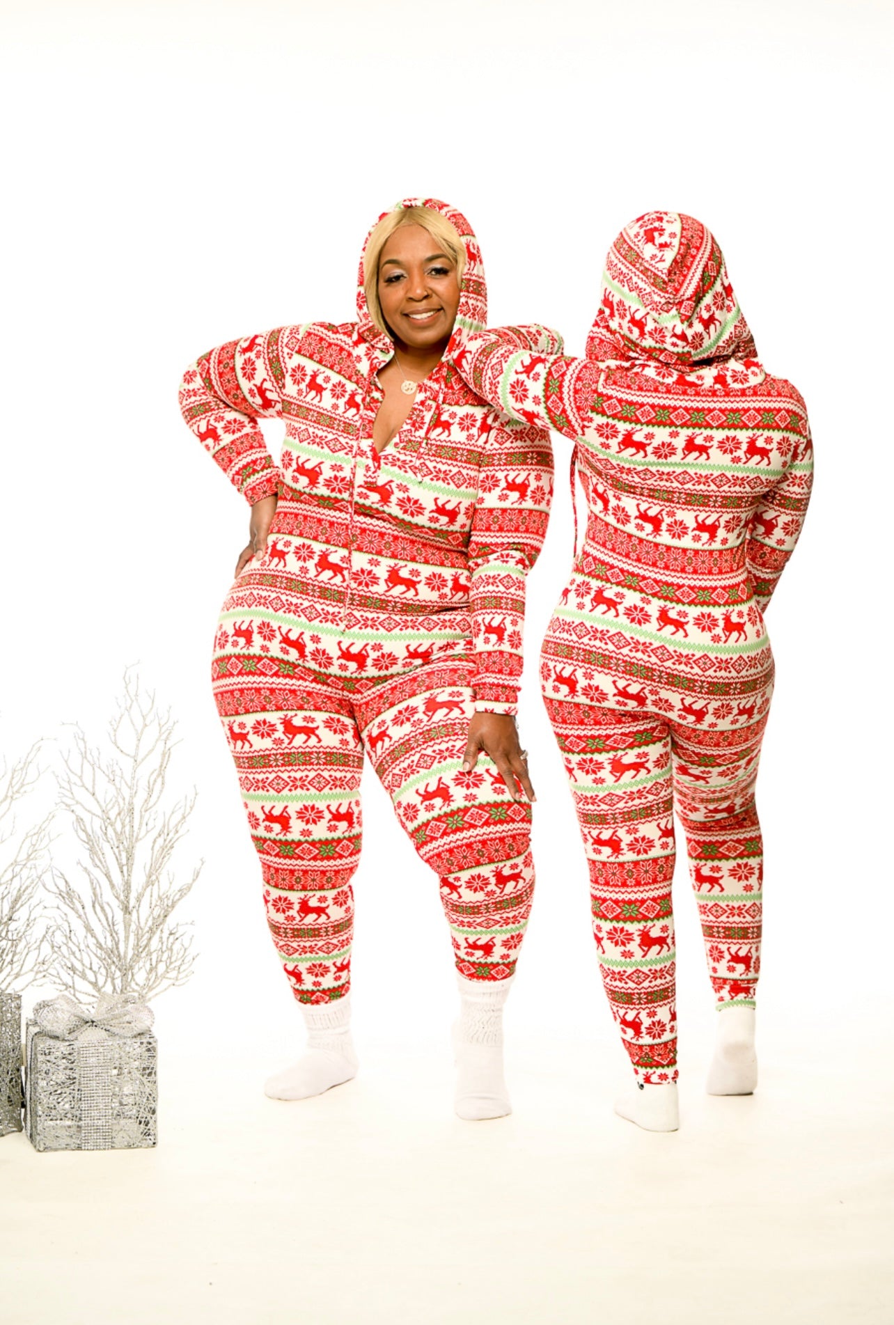 Reindeer Pretty Christmas Onesie Hoodie (up to XL)