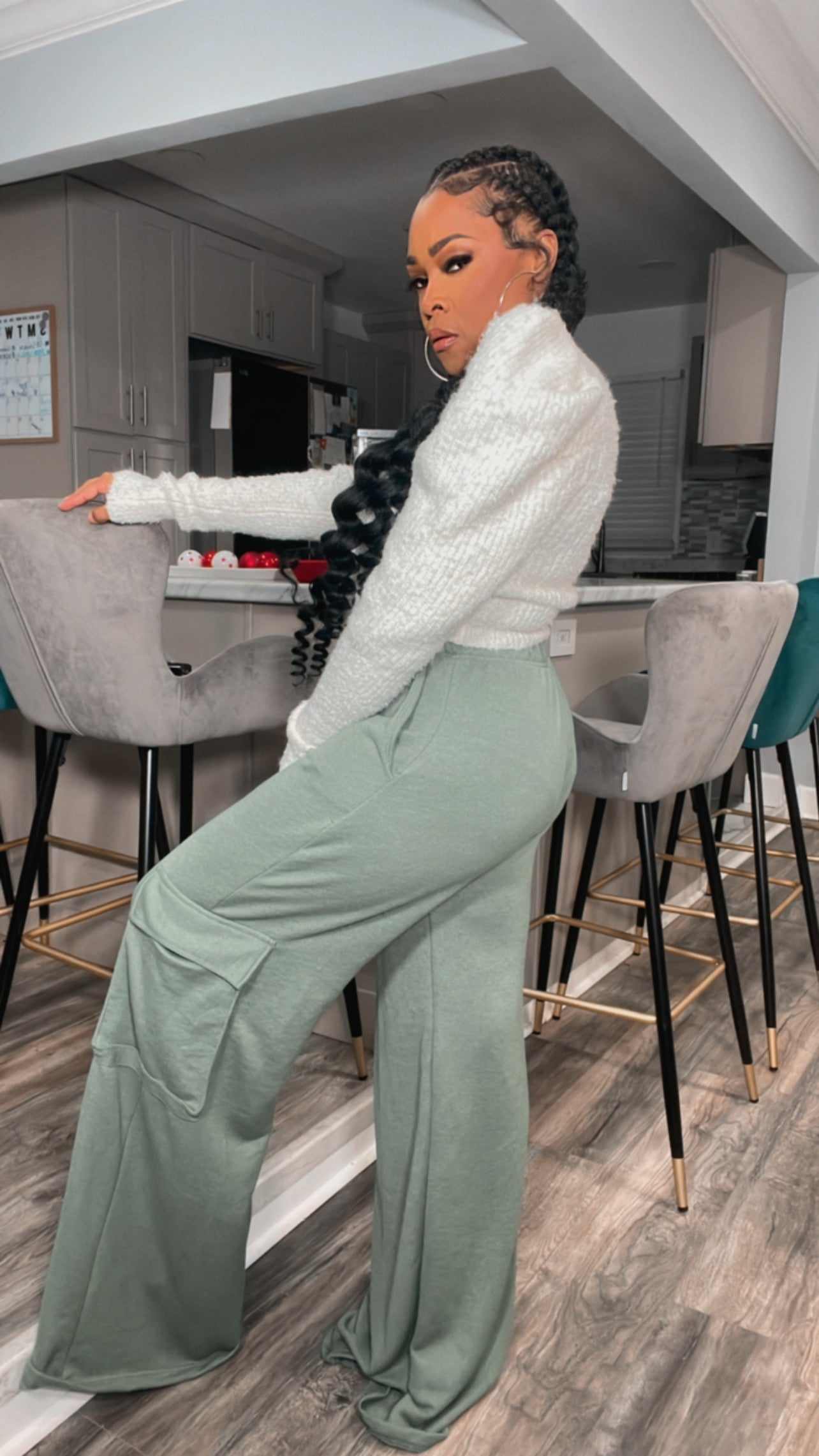 Pretty in the Green Sage Cargo Wide Leg Pants