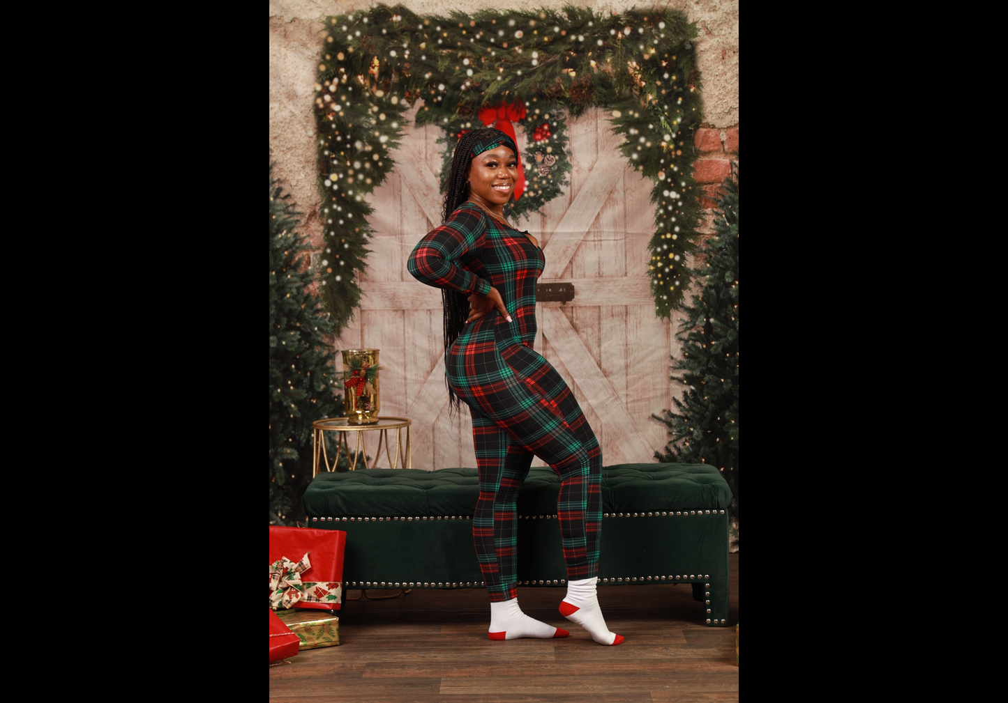 Green, Red & Black Christmas Onesie (up to XL)