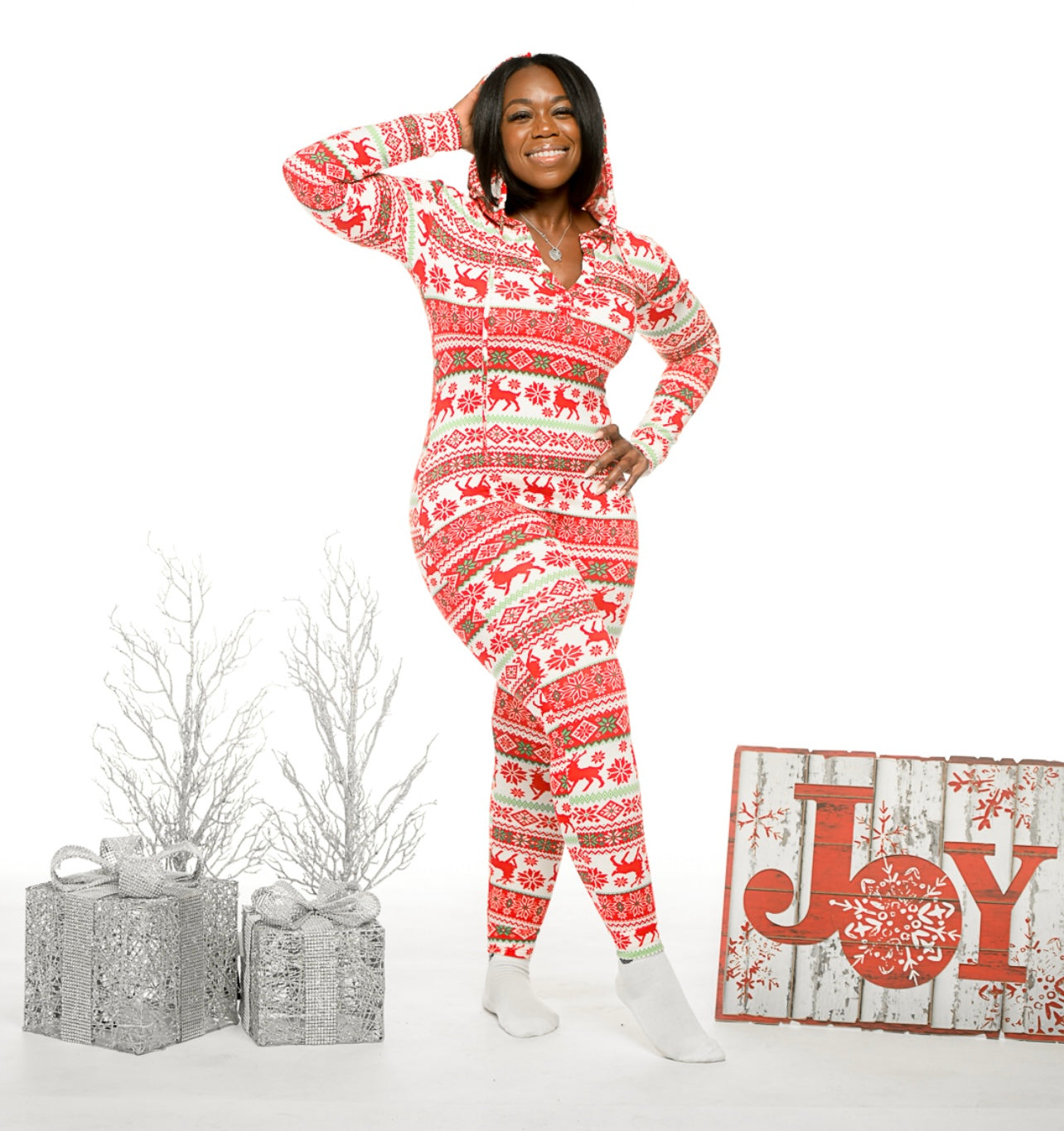 Reindeer Pretty Christmas Onesie Hoodie (up to XL)