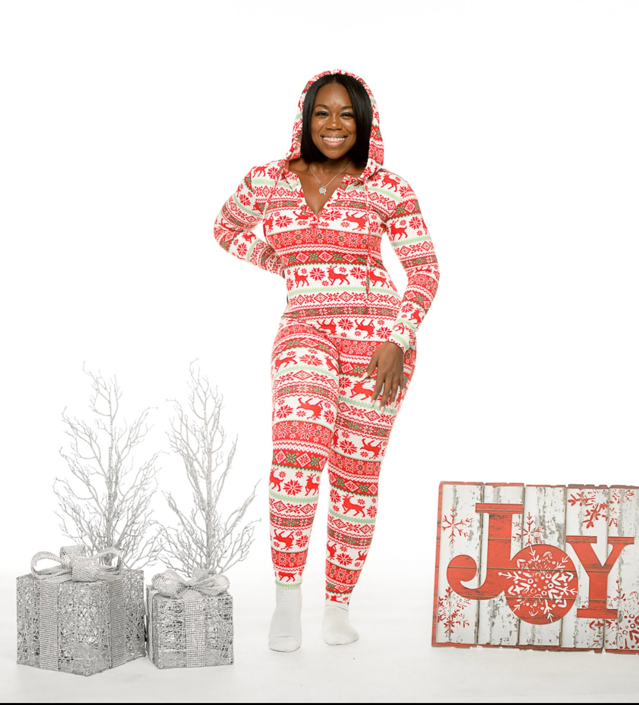 Reindeer Pretty Christmas Onesie Hoodie (up to XL)