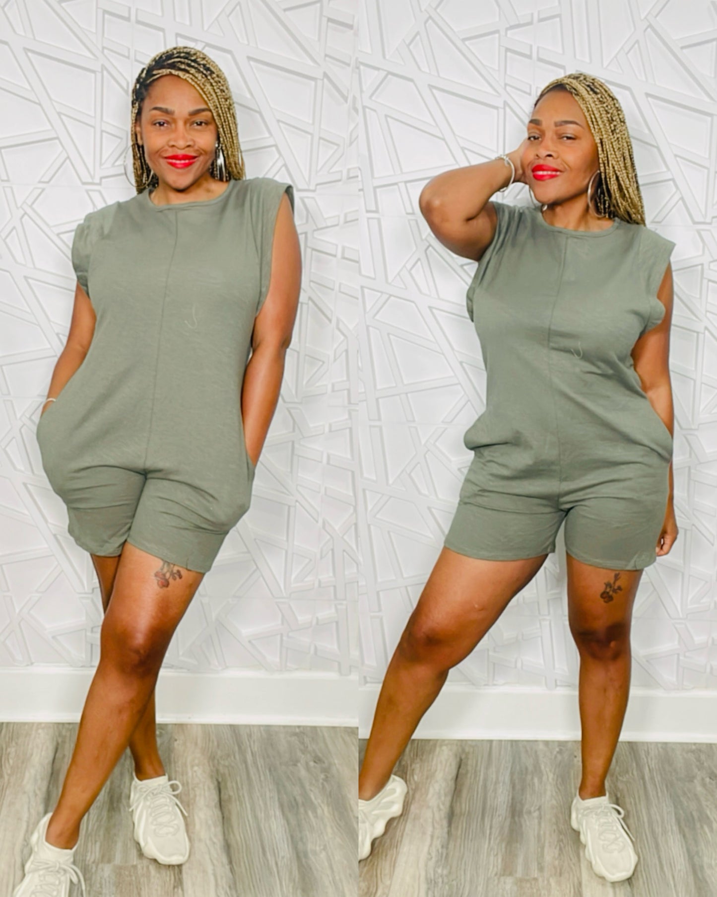 Faded Pretty Romper (Army Green)