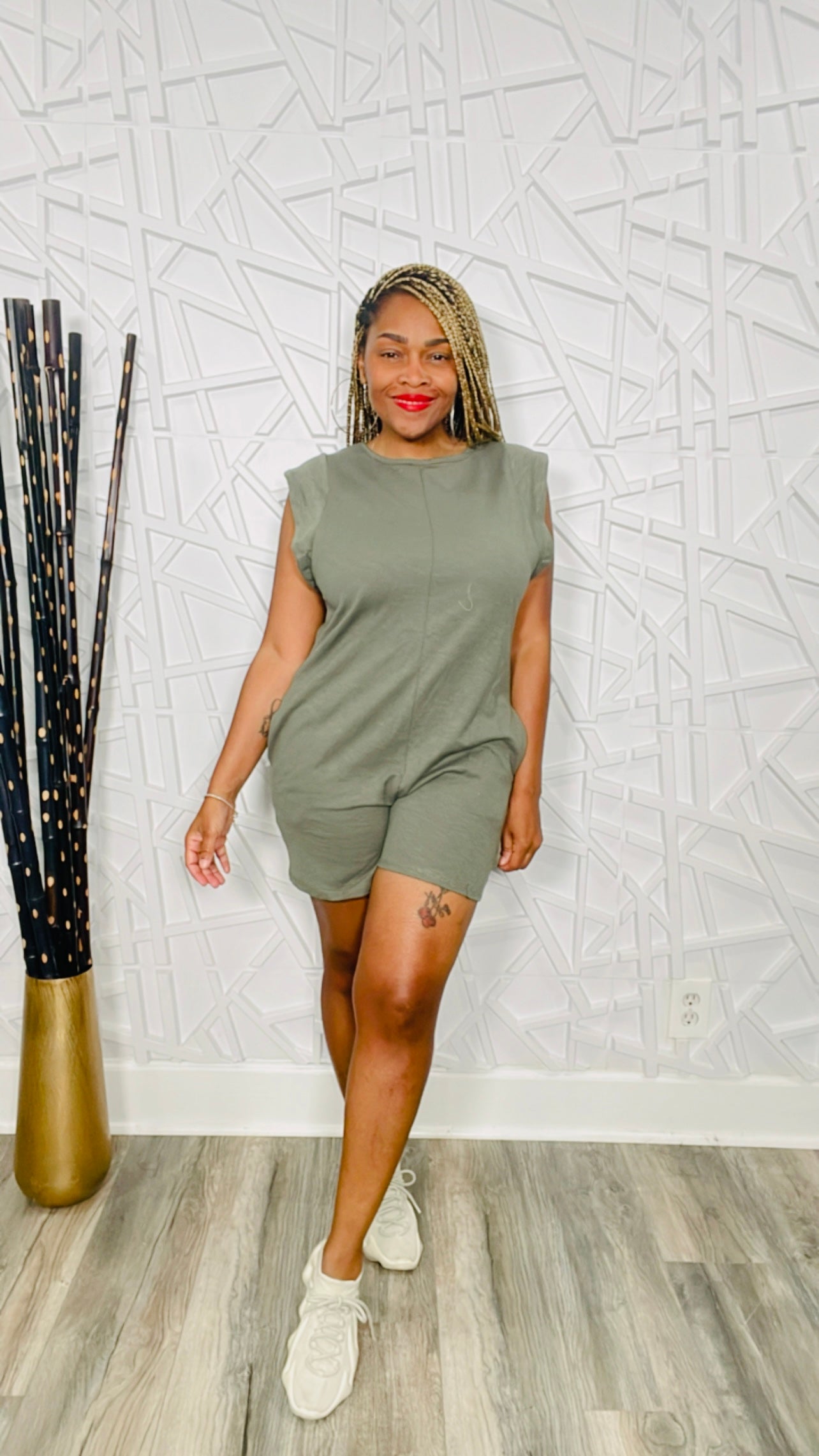 Faded Pretty Romper (Army Green)