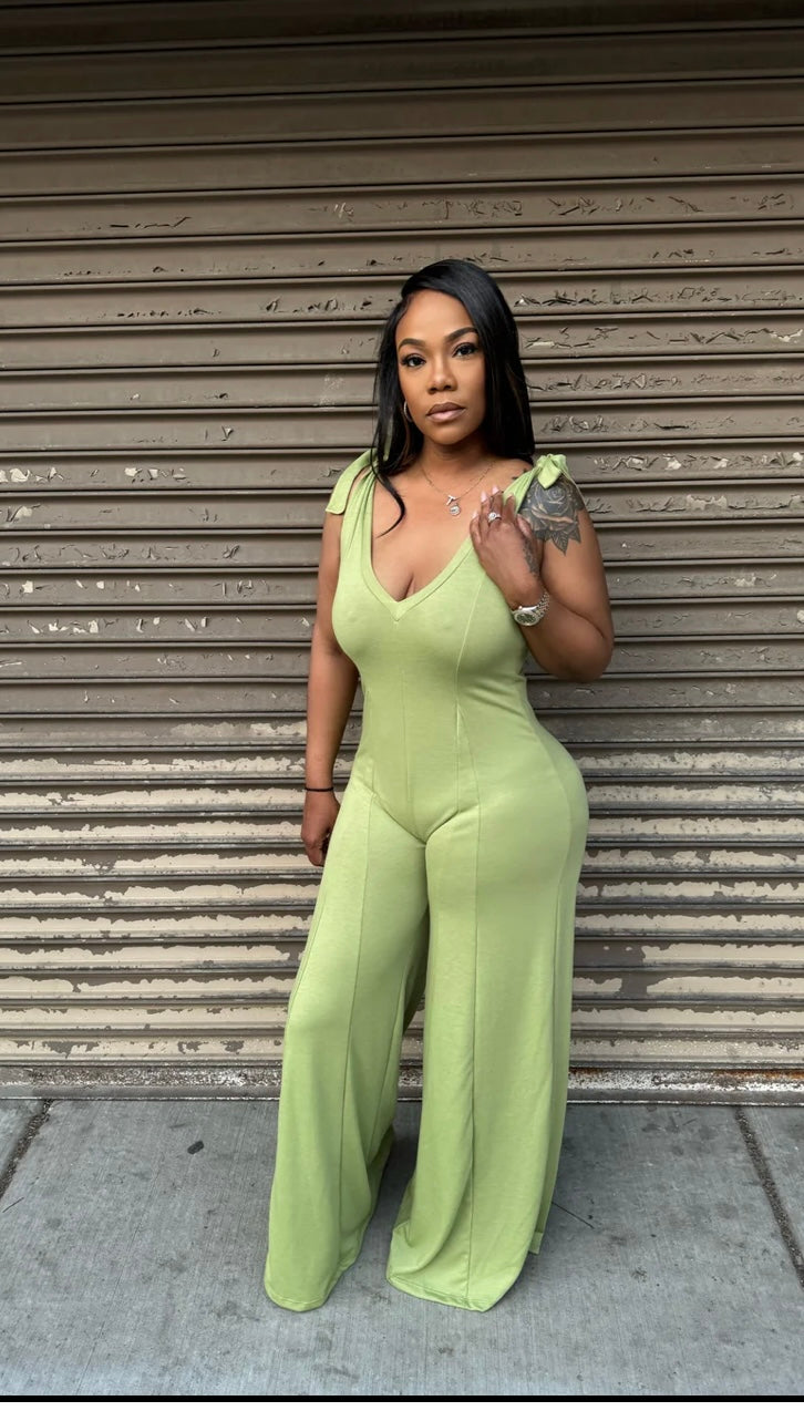 Brunch Baddie Jumpsuit  (Sage)