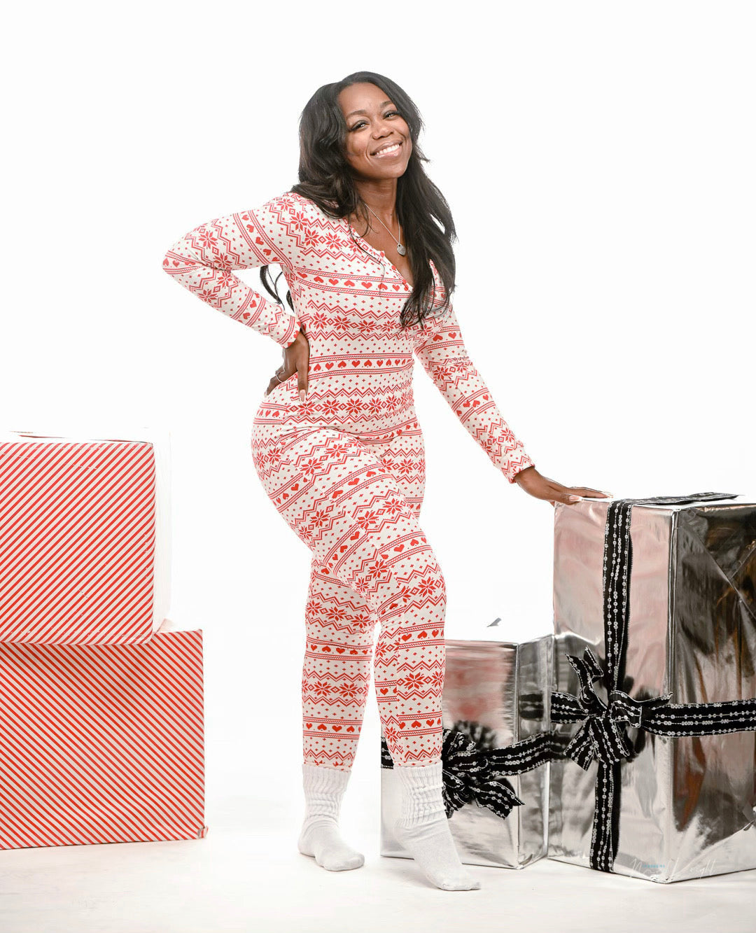 Red & White Snowflake Christmas Onesie