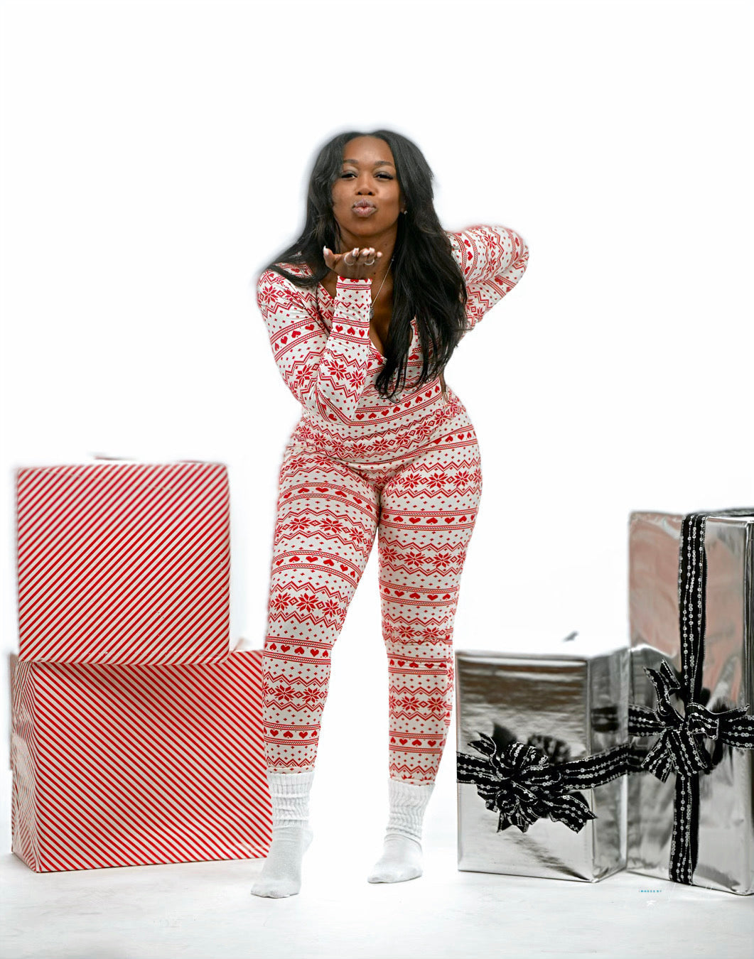 Red & White Snowflake Christmas Onesie