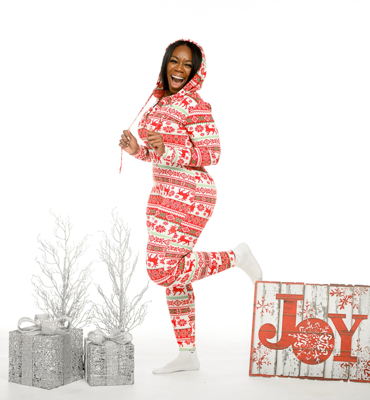 Reindeer Pretty Christmas Onesie Hoodie (up to XL)