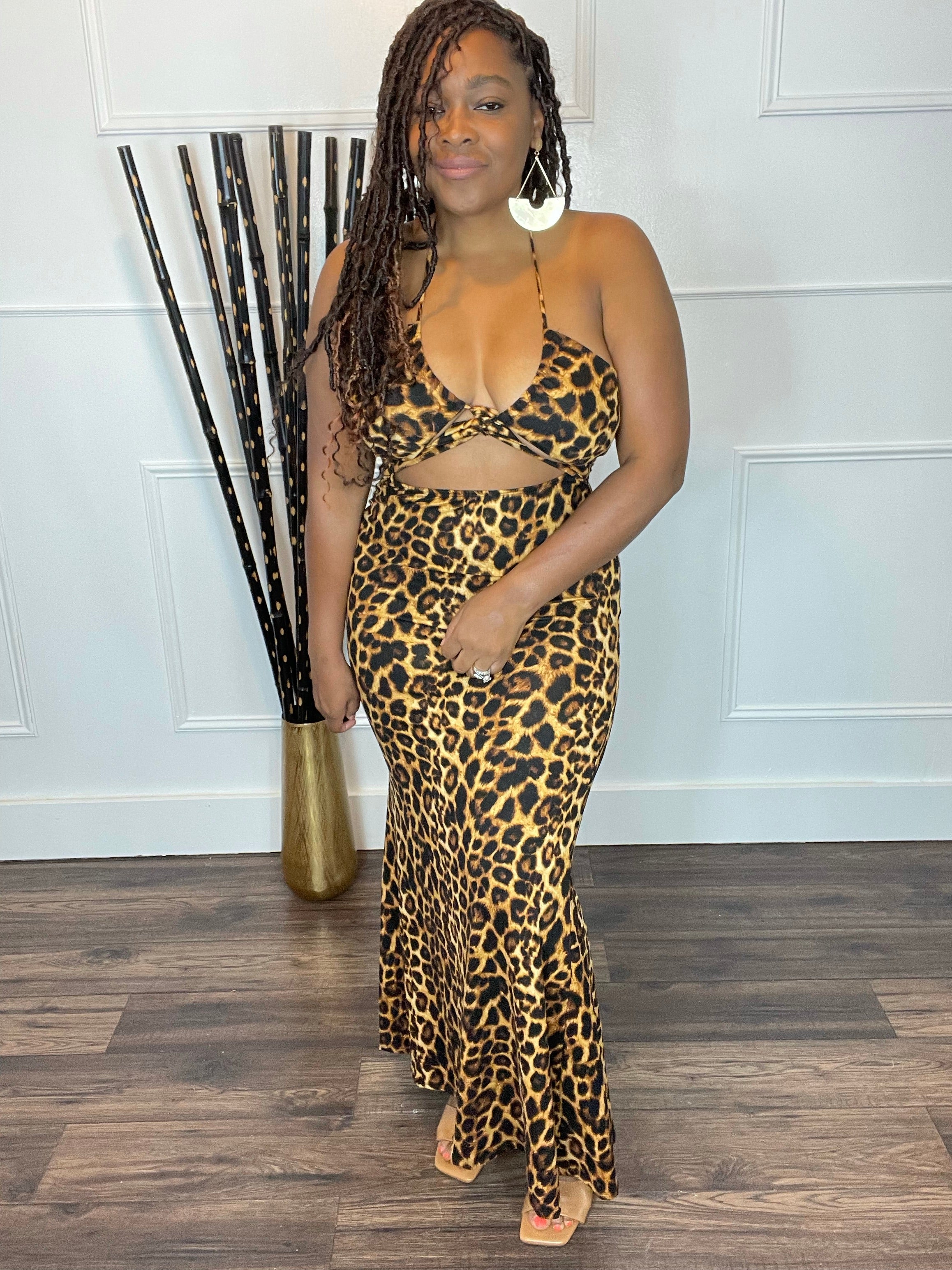 Leopard print two piece sales outfit